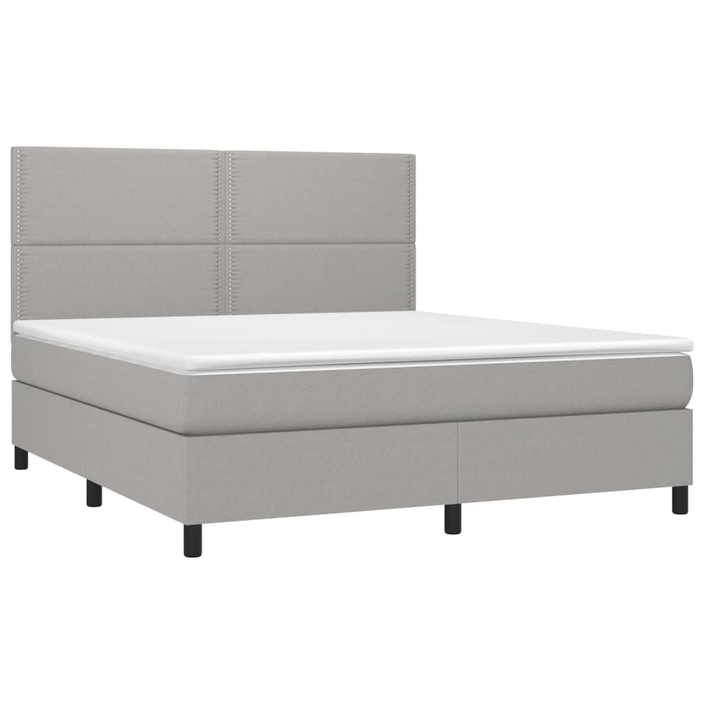 Thumbnail - vidaXL Boxspringbett mit Matratze & LED Hellgrau 180x200 cm Stoff