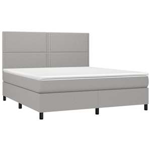 Box spring postel s matrací a LED světle šedá 180x200 cm textil - obrázek 3