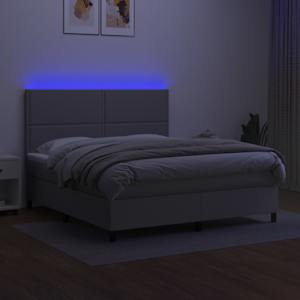 Box spring postel s matrací a LED světle šedá 180x200 cm textil - obrázek 4