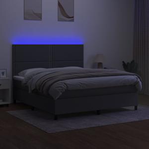 Box spring postel s matrací a LED tmavě šedá 180x200 cm textil - obrázek 4
