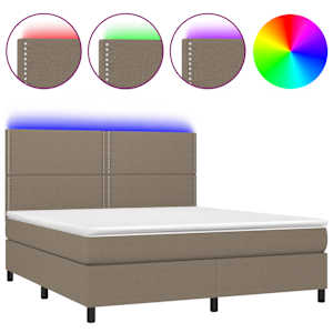 Box spring postel s matrací a LED taupe 180x200 cm textil - obrázek 2