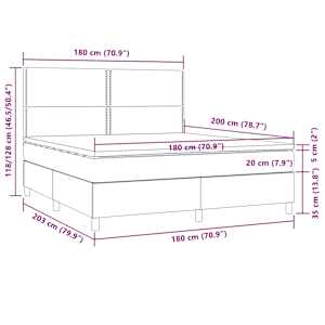 Box spring postel s matrací a LED taupe 180x200 cm textil - obrázek 8