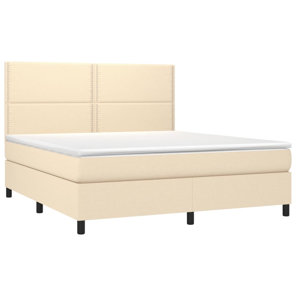 Thumbnail - vidaXL Boxspringbett mit Matratze & LED Creme 180x200 cm Stoff