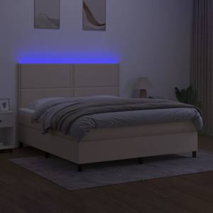 Box spring postel s matrací a LED krémová 180x200 cm textil - obrázek 4