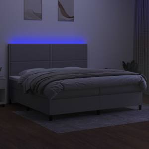 Box spring postel s matrací a LED světle šedá 200x200 cm textil - obrázek 4
