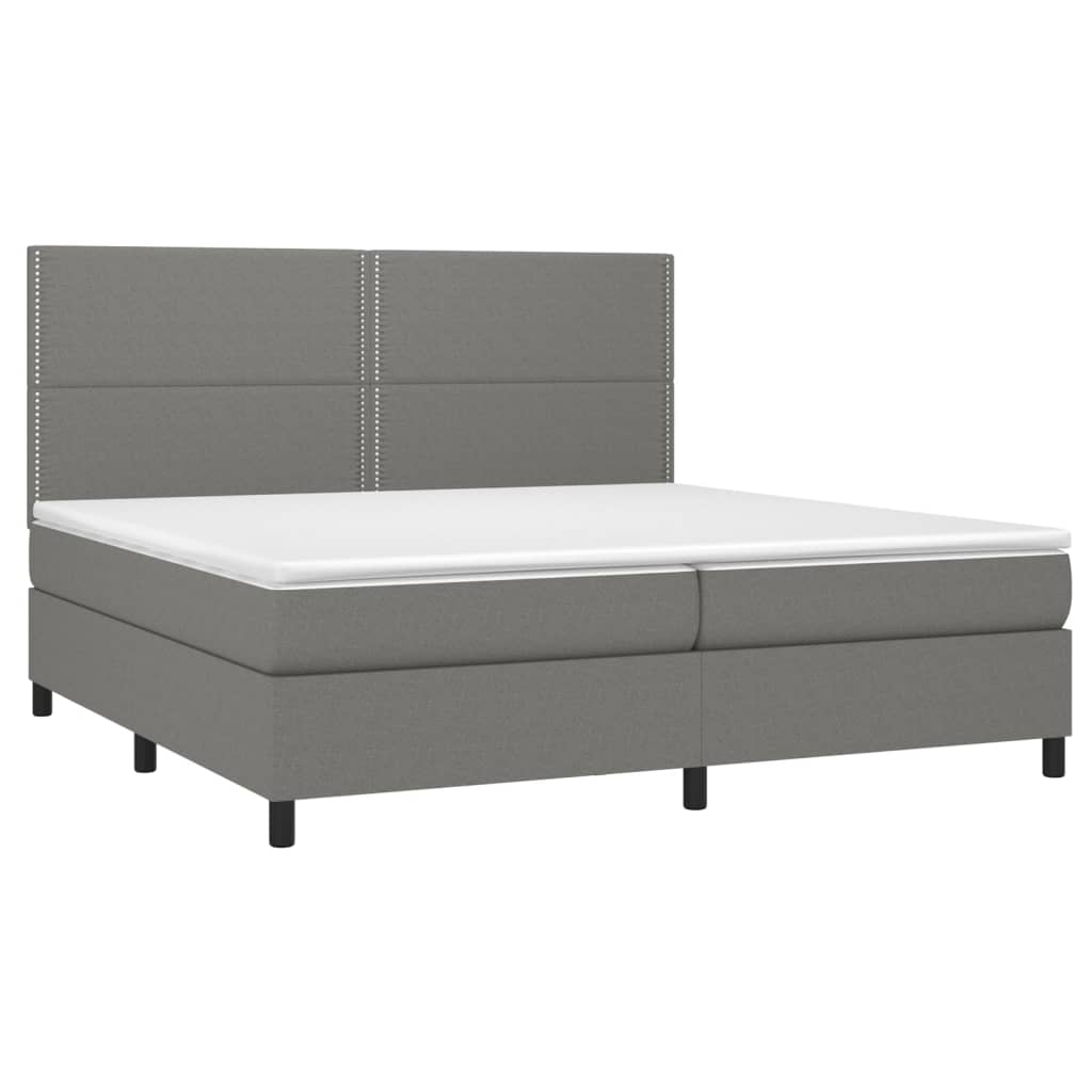 vidaXL Boxspring met matras en LED stof donkergrijs 200x200 cm afbeelding