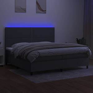 Box spring postel s matrací a LED tmavě šedá 200x200 cm textil - obrázek 4
