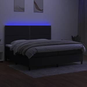 Box spring postel s matrací a LED černá 200x200 cm textil - obrázek 4
