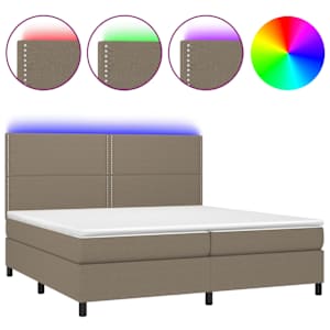 Box spring postel s matrací a LED taupe 200x200 cm textil - obrázek 2