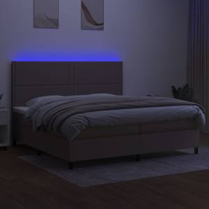 Box spring postel s matrací a LED taupe 200x200 cm textil - obrázek 4