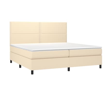 vidaXL Sommier &agrave; lattes de lit et matelas et LED Cr&egrave;me 200x200cm Tissu