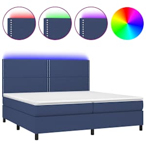 Box spring postel s matrací a LED modrá 200x200 cm textil - obrázek 2
