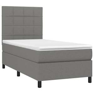 Box spring postel s matrací a LED tmavě šedá 80 x 200 cm textil - obrázek 3