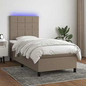Box spring postel s matrací a LED taupe 80 x 200 cm textil - obrázek 1