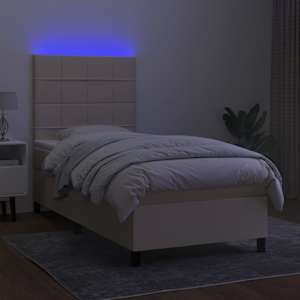 Box spring postel s matrací a LED krémová 80 x 200 cm textil - obrázek 4