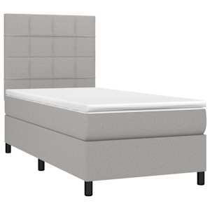 Box spring postel s matrací a LED světle šedá 90x190 cm textil - obrázek 3