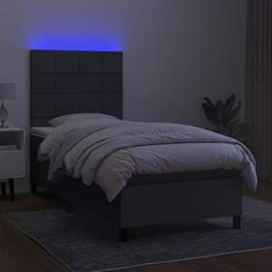 Box spring postel s matrací a LED tmavě šedá 90x190 cm textil - obrázek 4