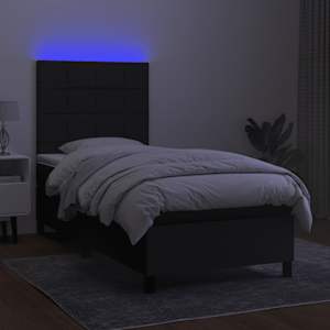 Box spring postel s matrací a LED černá 90x190 cm textil - obrázek 4