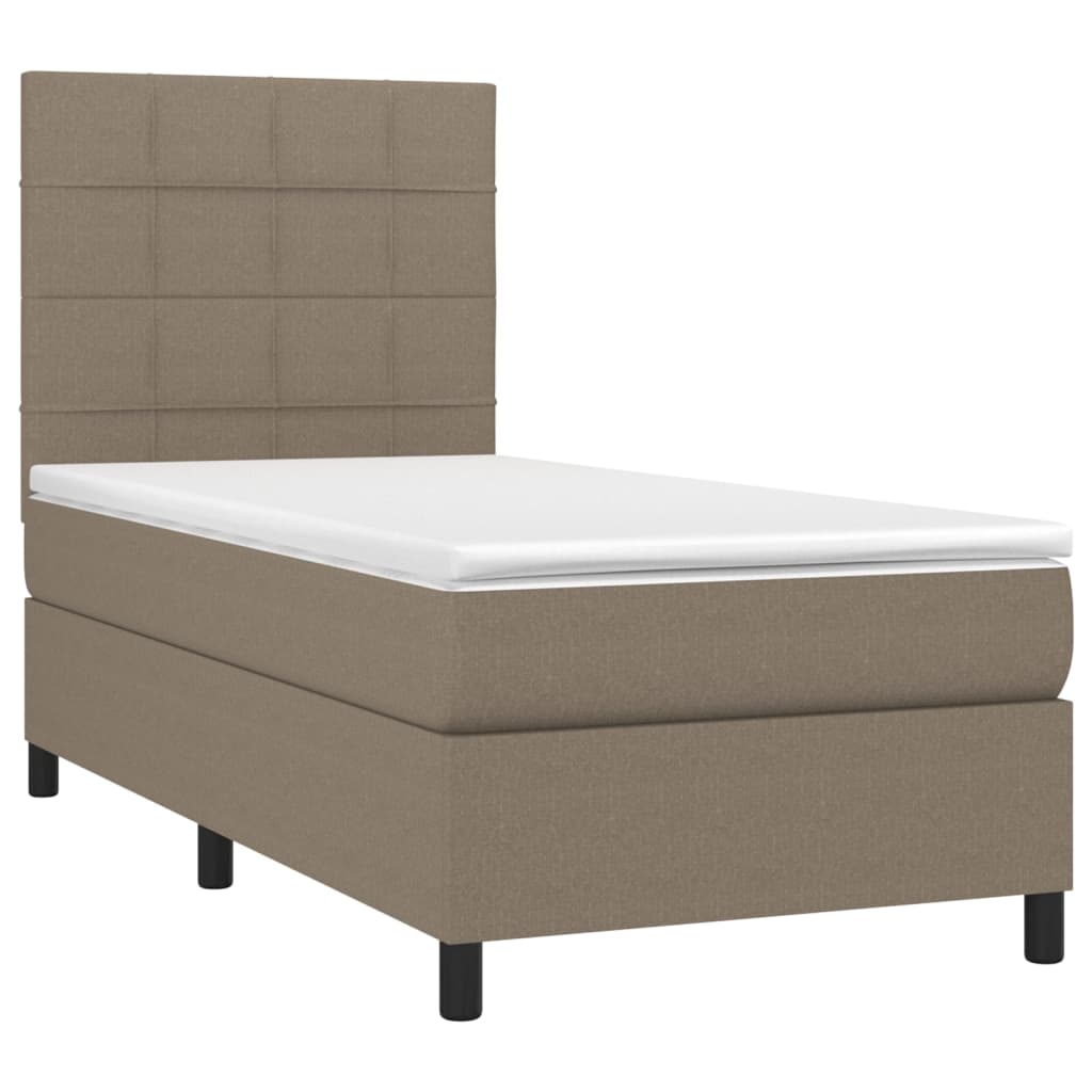 vidaXL Boxspring met matras en LED stof taupe 80x200 cm afbeelding