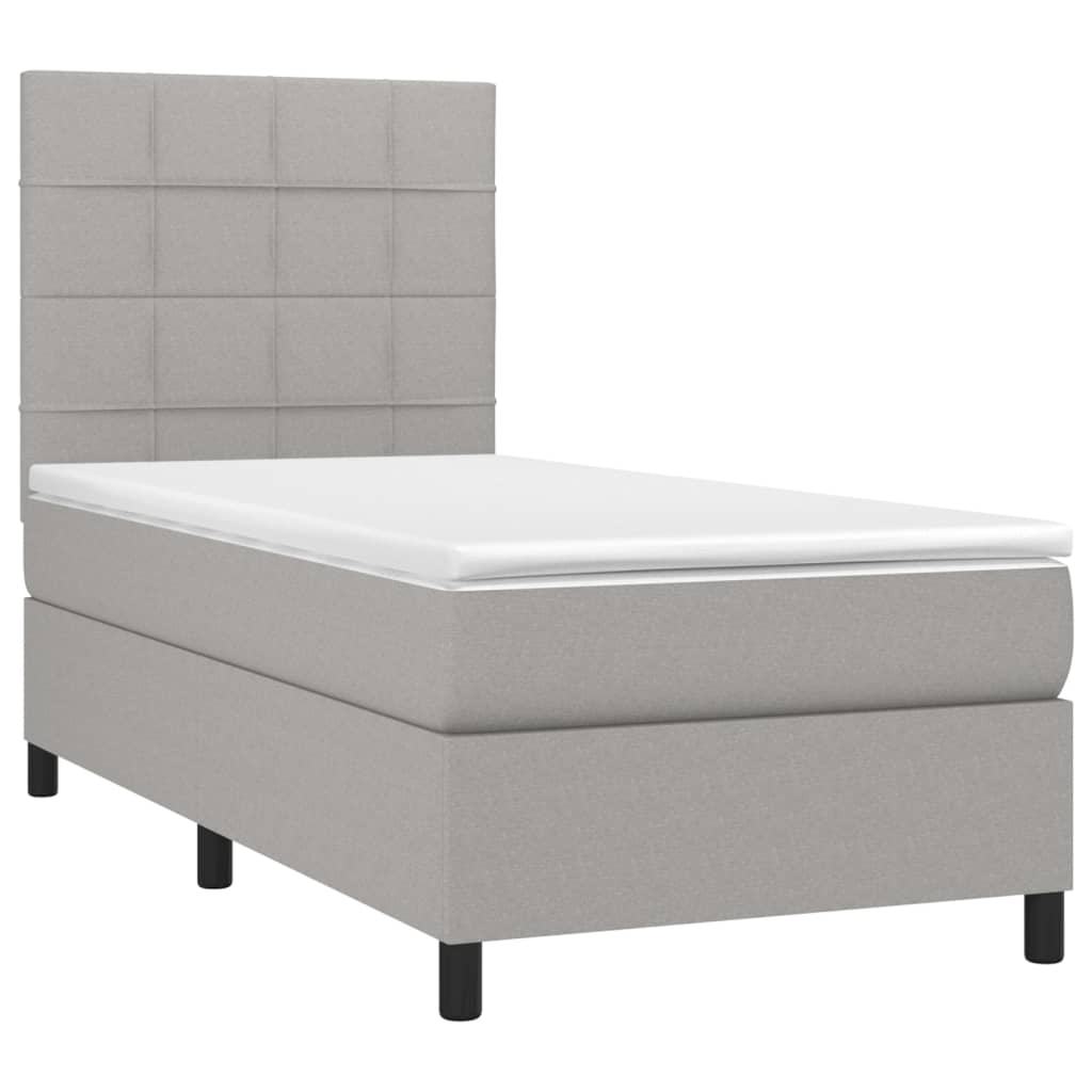 Thumbnail - vidaXL Boxspringbett mit Matratze & LED Hellgrau 100x200 cm Stoff