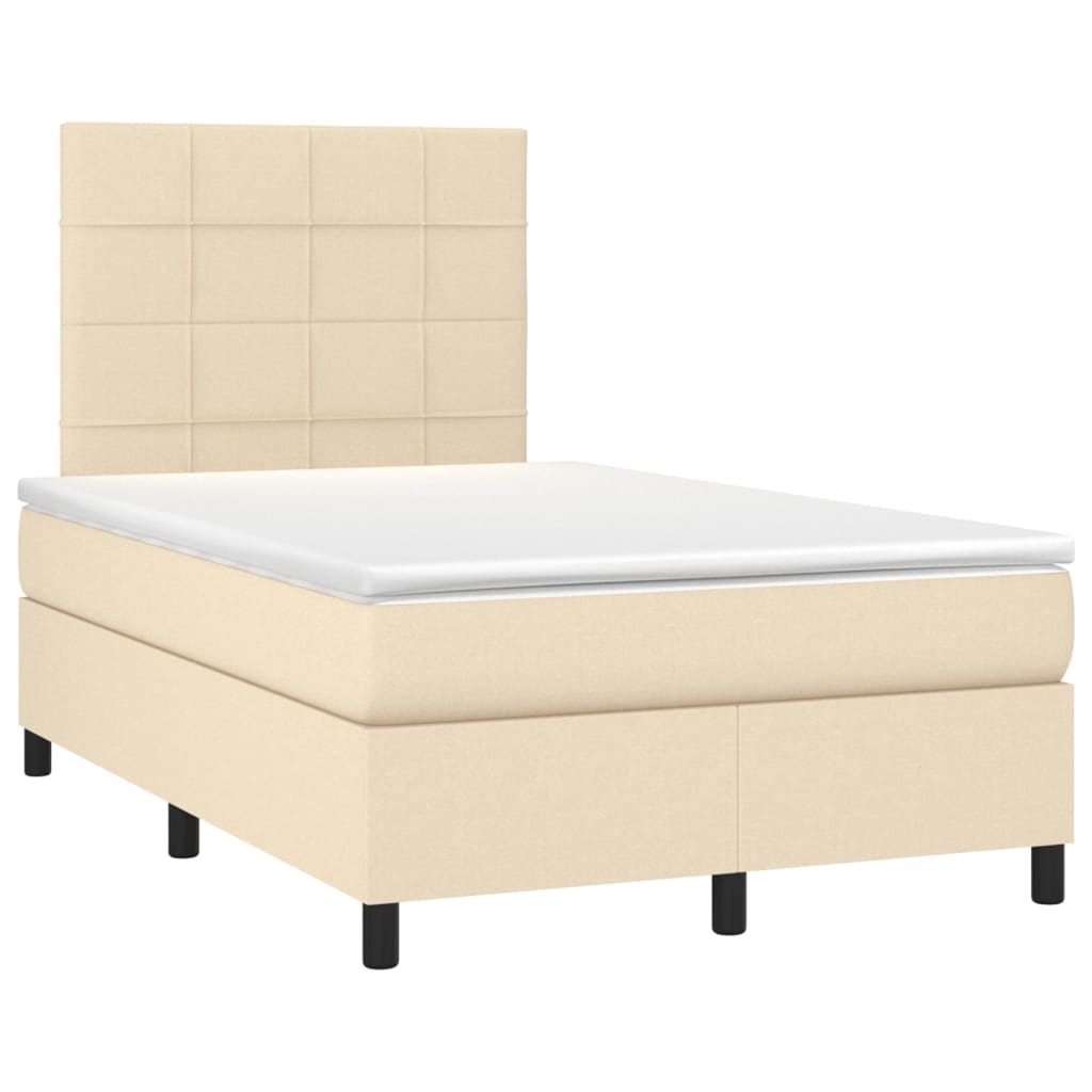 Thumbnail - vidaXL Boxspringbett mit Matratze & LED Creme 120x200 cm Stoff