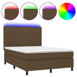 Box spring postel s matrací a LED tmavě hnědá 140x190 cm textil - obrázek 2