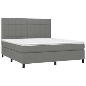 Box spring postel s matrací a LED tmavě šedá 160x200 cm textil - obrázek 3