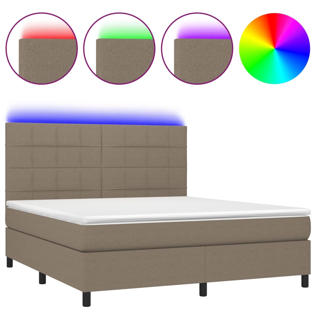 Thumbnail - vidaXL Boxspringbett mit Matratze & LED Taupe 160x200 cm Stoff