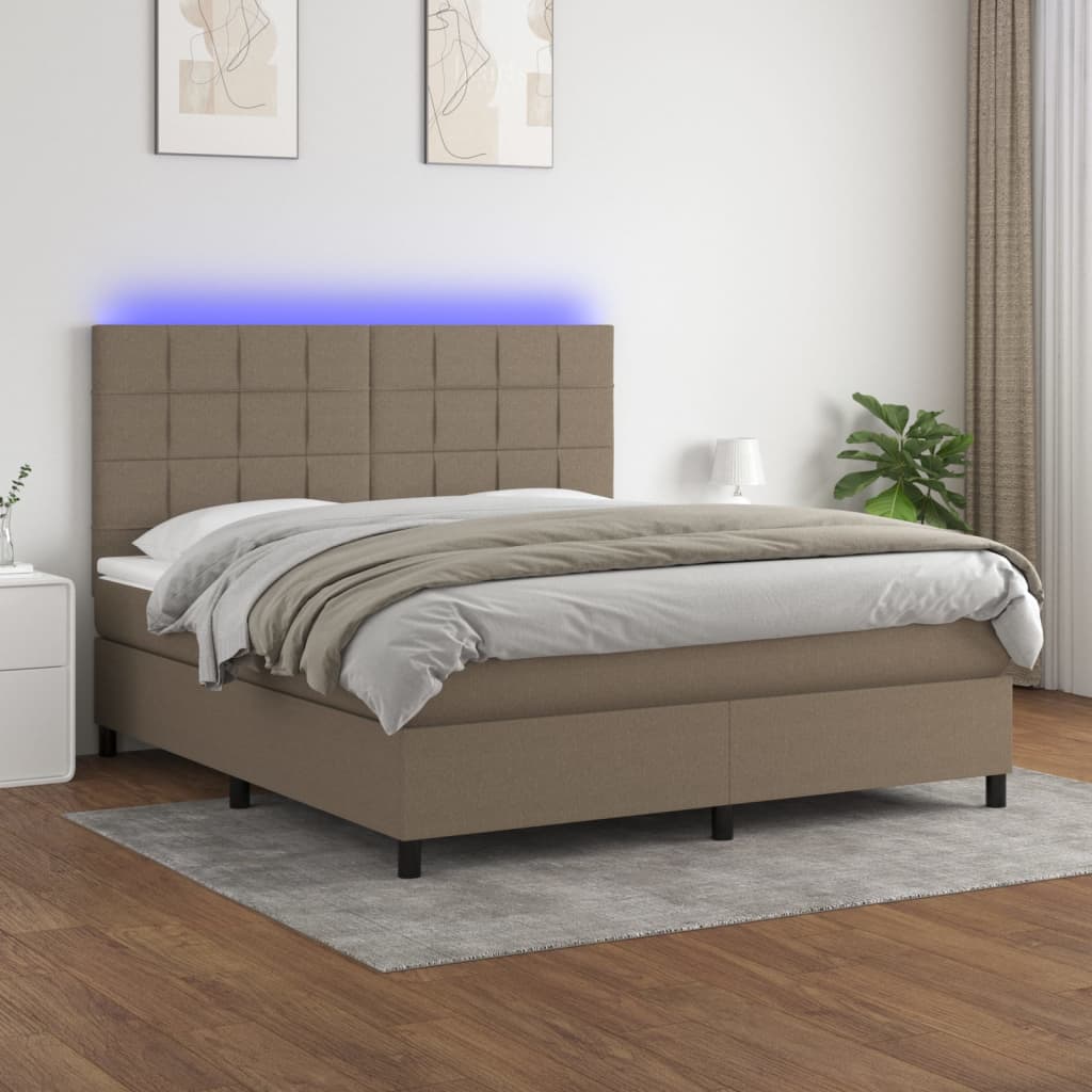 Thumbnail - vidaXL Boxspringbett mit Matratze & LED Taupe 160x200 cm Stoff