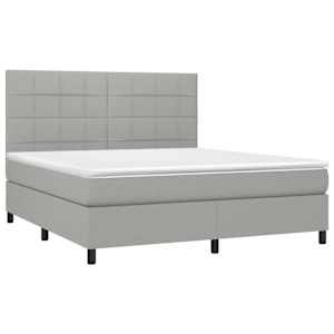 Box spring postel s matrací a LED světle šedá 180x200 cm textil - obrázek 3