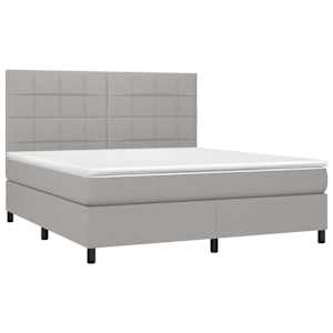 vidaXL Cama box spring c/ colch&atilde;o e LED 180x200 cm tecido cinza-claro