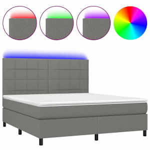 Box spring postel s matrací a LED tmavě šedá 180x200 cm textil - obrázek 2