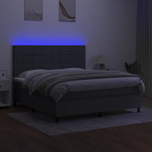 Box spring postelja z vzmetnico LED temno siva 180x200 cm blago - slika 4