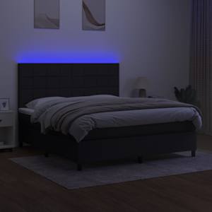 Box spring postelja z vzmetnico LED črna 180x200 cm blago - slika 4