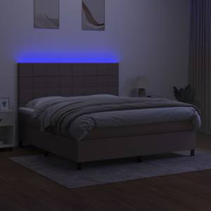 Box spring postelja z vzmetnico LED taupe 180x200 cm blago - slika 4
