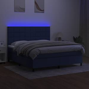 Box spring postelja z vzmetnico LED modra 180x200 cm blago - slika 4