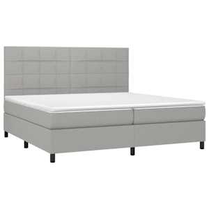 Box spring postel s matrací a LED světle šedá 200x200 cm textil - obrázek 3