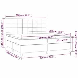Box spring postelja z vzmetnico LED sv. siva 200x200 cm blago - slika 8