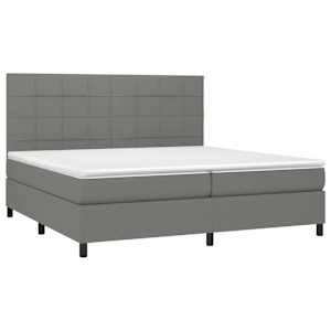 Box spring postel s matrací a LED tmavě šedá 200x200 cm textil - obrázek 3