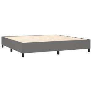 Box spring postelja z vzmetnico LED temno siva 200x200 cm blago - slika 5