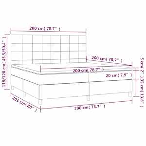 Box spring postelja z vzmetnico LED temno siva 200x200 cm blago - slika 8