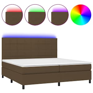 Box spring postel s matrací a LED tmavě hnědá 200x200 cm textil - obrázek 2