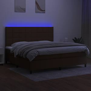 Box spring postel s matrací a LED tmavě hnědá 200x200 cm textil - obrázek 4
