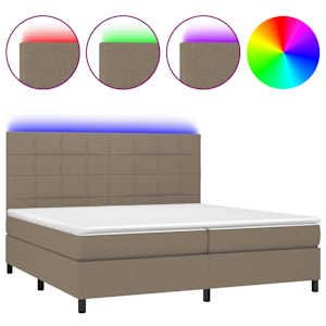 Box spring postel s matrací a LED taupe 200x200 cm textil - obrázek 2