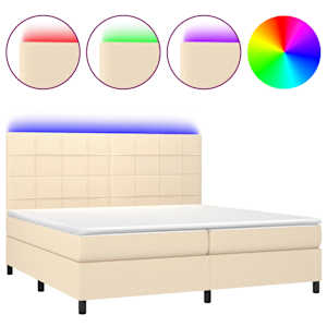 Box spring postel s matrací a LED krémová 200x200 cm textil - obrázek 2