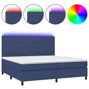 Box spring postel s matrací a LED modrá 200x200 cm textil - obrázek 2