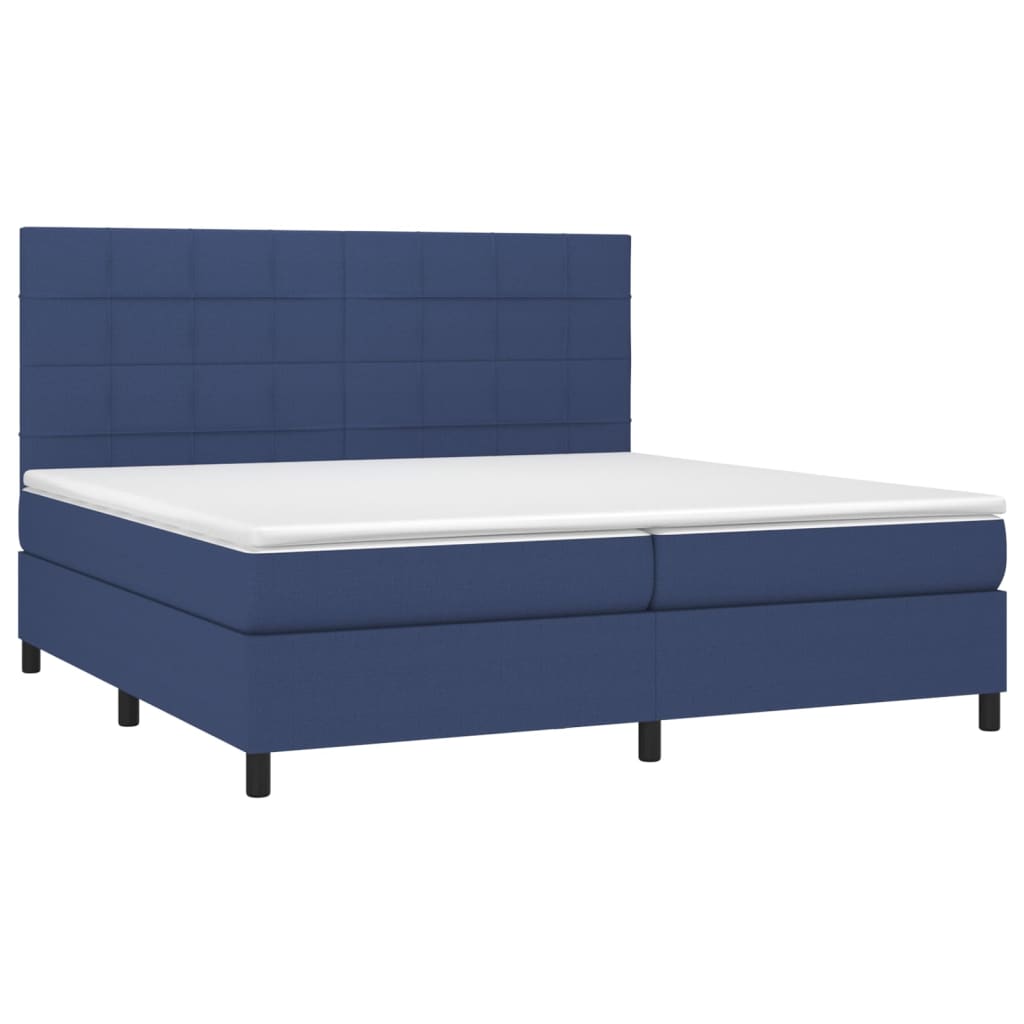 vidaXL Boxspring met matras en LED stof blauw 200x200 cm afbeelding
