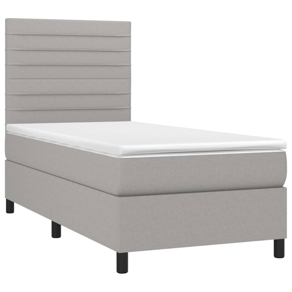 vidaXL Boxspring met matras en LED stof lichtgrijs 80x200 cm afbeelding