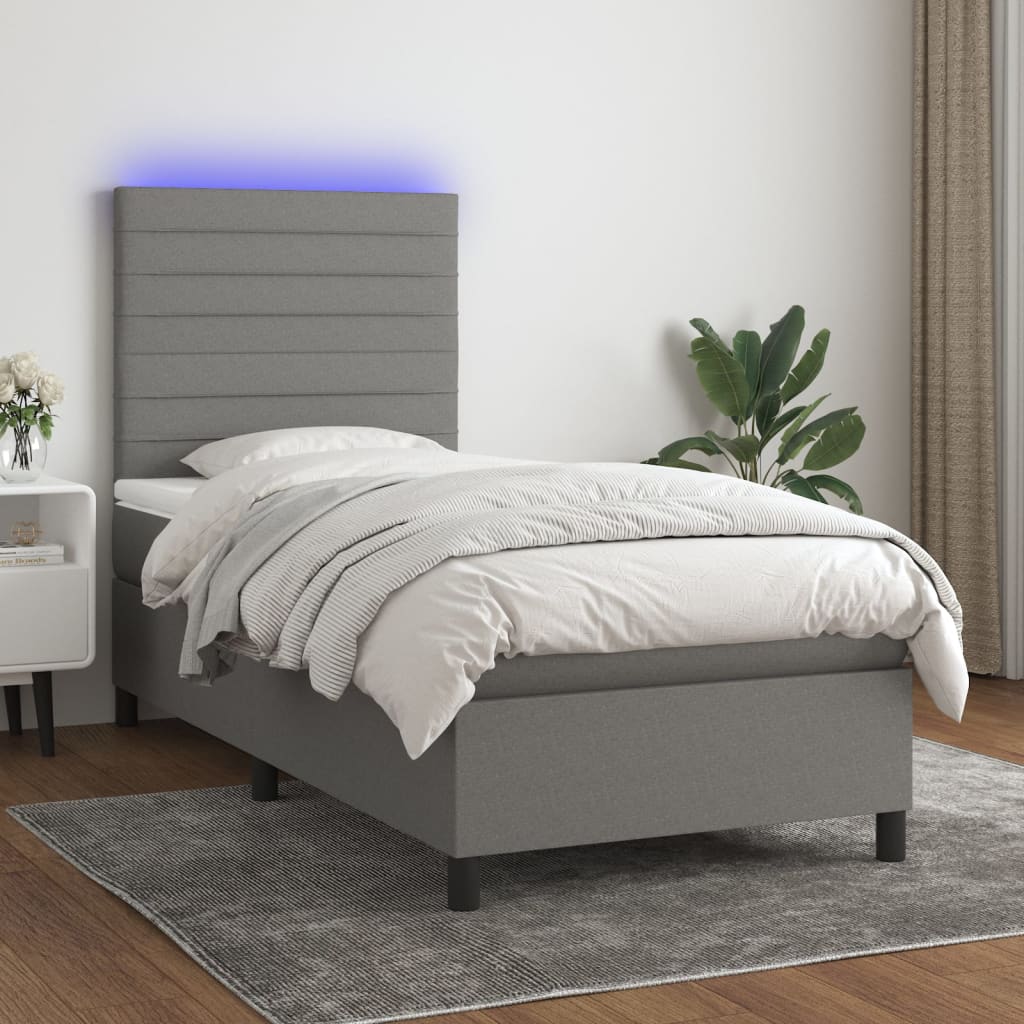  ΚΡΕΒΑΤΙ BOXSPRING ΜΕ ΣΤΡΩΜΑ & LED ΣΚ.ΓΚΡΙ 80X200 ΕΚ. ΥΦΑΣΜΑΤΙΝΟ V-3134910