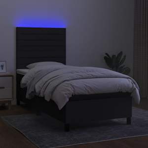Box spring postelja z vzmetnico LED črna 80x200 cm blago - slika 4